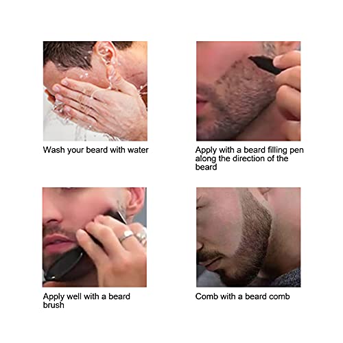 Kit de caneta de preenchimento de barba, escova de barba de nylon caneta de barba à prova d'água pa