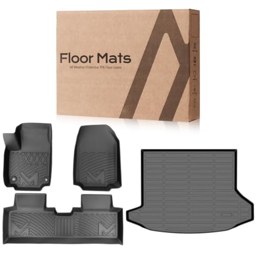 Image of Floor Mats & Cargo Liner Custom for 2025-2026 Chevy Equinox (Not EV) & GMC Terrain, TPE Automotive All Weather Cover Protection Waterproof Black Floor Liner Front & Rear Row Full Set Car Mats, 4PCS