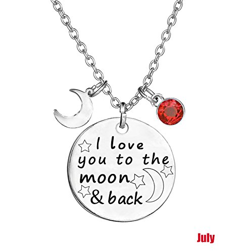 Birthstone Crystals Necklace,I Love You To The Moon And Back Jewelry Necklace2