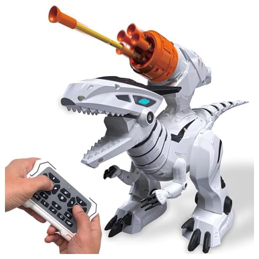 Atlasonix Remote Control Dinosaur for Boys 4-7 - RC Robot Jurassic T-Rex with Shooting & Lights - Walking Dino with Music & Dance - Birthday Gift for Boys & Girls