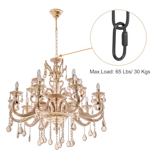 Image of PATIKIL 10 Feet Lighting Chain for Hanging Lamp, 2 Set Chandelier Chain Light Fixture Chain Load Capacity 65 Lbs for Pendant Light, Ceiling Fan, Black