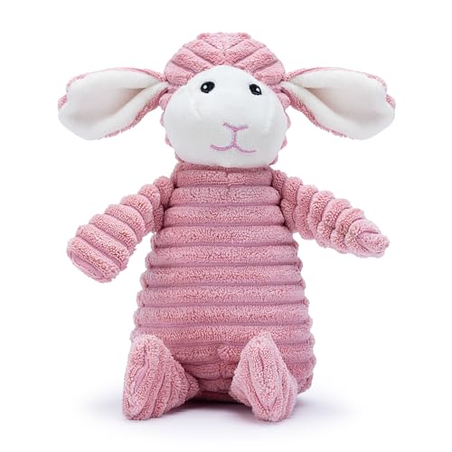 Zappi Co Rosa Lamm Plüsch Hundespielzeug mit Quietscher – Weiches, langlebiges Design, gerippt für Spielspaß. Ideal für kleine/mittelgroße Hunde.