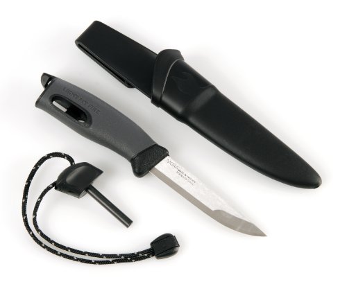 Light My Fire Swedish FireKnife with 9.5 cm (3.75 Inch) Sandvik Stainless Steel Blade and Swedish FireSteel Fire Starter, Black