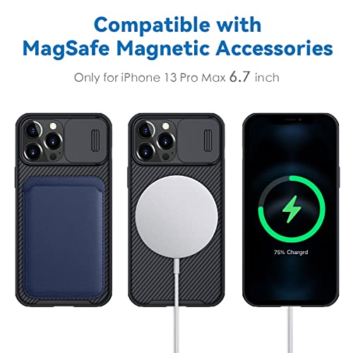 Image of Nillkin Case for Apple iPhone 13 Pro Max (6.7 inch Inch) Camshield Pro Magnetic Case Works with Magsafe Charger Camera Slider Double Layered Protection TPU + PC Black