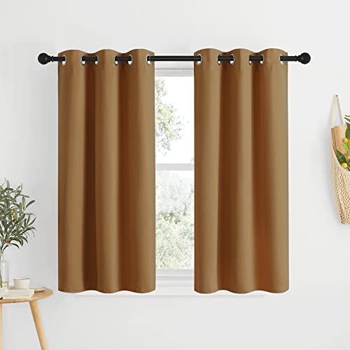 NICETOWN Sleek Blackout Curtains 48 inches Length for Small Windows, Noise Reducing and Block Draft Panels for Door Doorway Laundry Office Luxury Deco