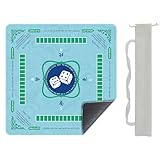 Pepoivn Mahjong Mat(31.5'x31.5'), Cyan Reduction Noise Rubber Mat with Guide&Rule&Tips&Charleston&Direction Guidance
