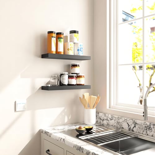 Boswillon Black Floating Shelves Set Of 2 thumb #3