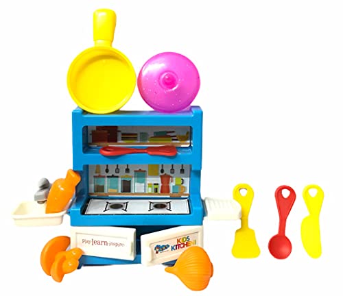 Image of Blossom 11 Pcs Pretend Play Kitchen Set with Food Toys for Kids | Non-Toxic BPA-Free Plastic Cooking Play Set for Girls & Boys | Educational Role Play Game for Toddlers - Kitchen Treat (Multicolor)