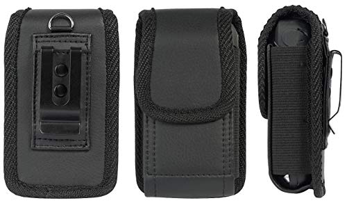Nakedcellphone POUCH-VERT-THICK-A Case For Kyocera Flip Phone, Nakedcellphone Black Vegan Leather Vertical Pouch [With Belt Loop thumb #3