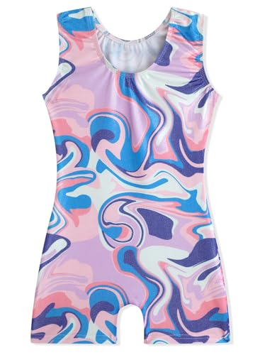 Image of EQSJIU Gymnastics Leotards for Girls Kids Rainbow Mosaic Mermaid Butterfly Stars Leopard Galaxy Tie Dye Cosmos Leopard