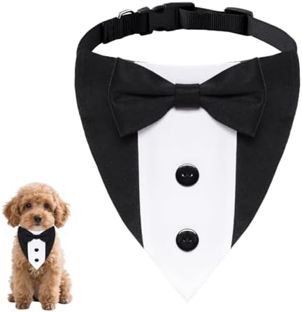 Heliltd 1pcs Dog Tuxedo with D-Ring Dog Suit with Bow Tie for Sma...