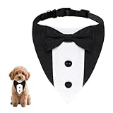 Heliltd 1pcs Dog Tuxedo with D-Ring Dog Suit with Bow Tie for Small Dogs Cats Formal Cat Clothes Puppy Outfits Pet Costume for Wedding Birthday(Black-White, Medium)