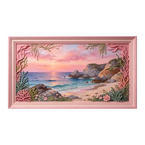 Décoration murale 3D amovible et auto-adhésive paysage de plage XL