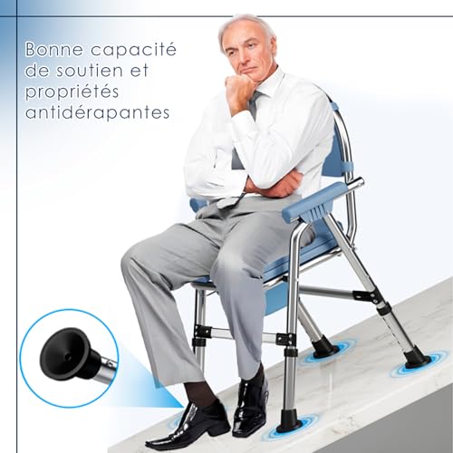 Chaise percée pliante réglable pour aînés et personnes blessées - 6