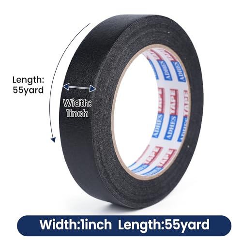 Image of Adhes Black Masking Tape, 6 Rolls x 1'' x 55yds, Multi-Surface Painter's Tape for Clean Lines, Residue-Free Removal, Indoor and Outdoor Use