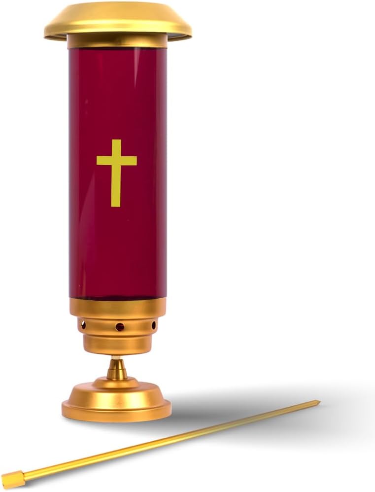 Solar Lights for Cemetery Graves - Solar Powered Memorial Light with Red Globe - Shatter-Resistant & Waterproof - Automatic Dusk to Dawn LED - Grave Decorations,Red Glow for Remembrance - Image 4