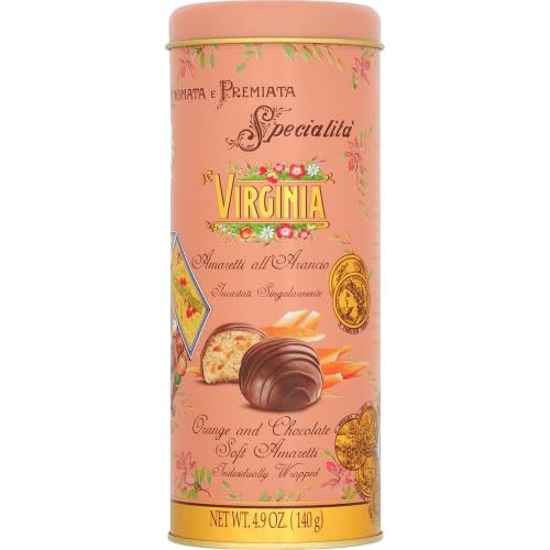 Orange and Dark Chocolate Cookie Soft Amaretti Virginia in Biscuit Tin - 140g