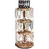 Pinzoveco Bracelet Holder, 3 Tier Wooden Rotating Bracelet Display Stand, Tree Stand Vendor Booth Display with Adversitsing Board, 36 Hooks for Bracelet, KeyChain Display Stands for Selling, Brown (Patent Pending)