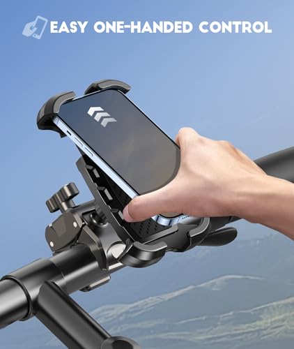 Image of Viccux Motorcycle Phone Mount, Upgrade [Never Fall Off] [Heavy-Duty Clamp] Bike Phone Holder, 360 Rotatable Phone Holder for Bike Motorcycle Bicycle Scooter Compatible with Cellphones 4.7-6.8 inch