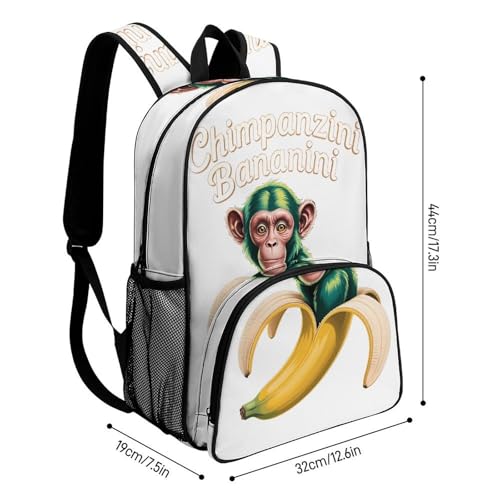 Shimpanzini-bananinni Merch Large Travel Backpack Italian-Brainrot Meme Waterproof Lightweight Daypack White 44x32x19cm2
