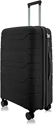 Mala de Viagem Grande Expansiva 23-32kg, Polipropileno Rígida, Cadeado, Rodas Duplas 360 (Preta)