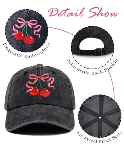 Gorra de béisbol negra bordada para mujer miniatura 5