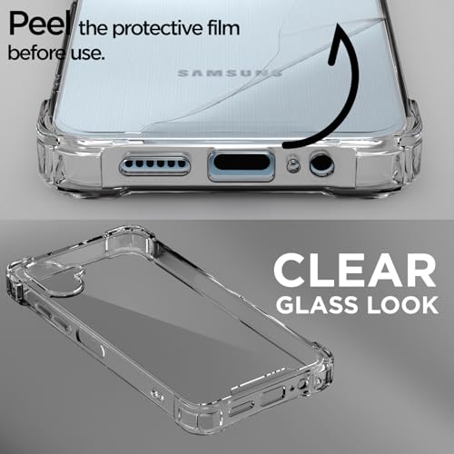 Image of Amazon Basics Back Cover for Samsung Galaxy S25 FE 5G PC + TPU Clear Transparent Raised Edges Shockproof Protective Phone Bumper Case(Transparent)