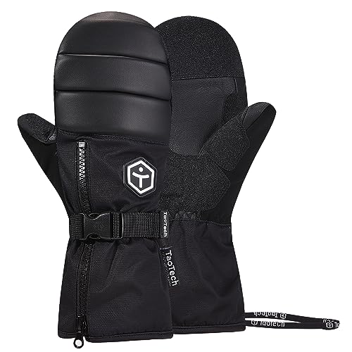 TaoTech Guantes de muñeca, protectores de snowboard para hombre y mujer, guantes de esquí térmicos, impermeables, repelentes al agua, resistentes al viento, interior de 5 dedos (negro, M)
