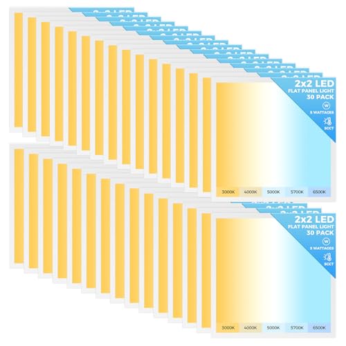 Image of AIKVSXER 30 Pack 2x2 LED Flat Panel Light, Recessed Drop Ceiling Light Kitchen Lighting Fixtures,Bright 6500LM,0-10V Dimmable,Switchable 3000K /4000K /5000K /5700K /6500K, 30W /35W /40W /45W /50W