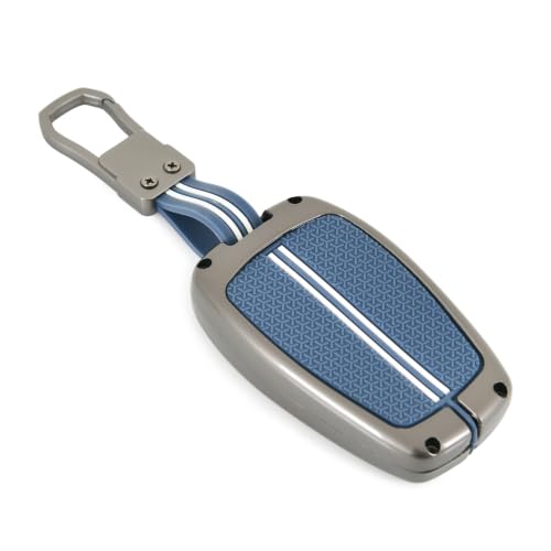 Image of arika Key Cover Compatible with Tata Harrier | Safari | Nexon | Altroz | Tigor | EV | Punch | Tiago EV Electric - 4 Button Smart Key , Cobalt Blue CyberMetal Series