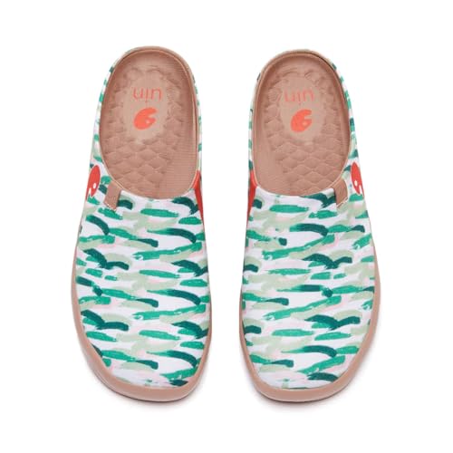 Image of UIN Slipper Woman Travel Art Painted Shoes Wide Toe Casual Home Slip On Mules Malaga