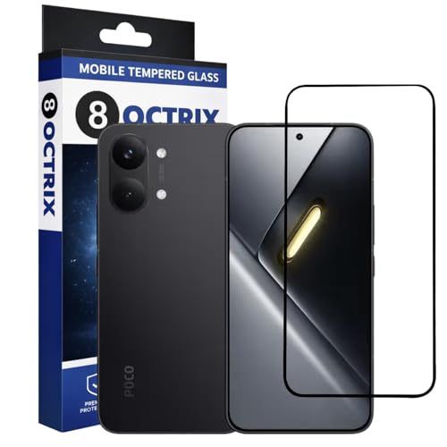 Image of OCTRIX Tempered Glass Screen Protector Compatible for Poco X8 Pro with Edge to Edge Coverage - Case Friendly, Anti-Scratch & Bubble-Free Installation Kit (Pack of 1)