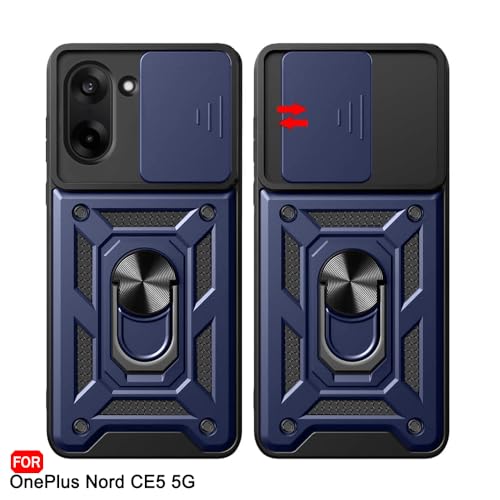 Image of TheGiftKart Tough Armor Bumper Back Cover Case for OnePlus Nord CE 5 5G | Sliding Camera Cover, Kickstand & Ring Holder | 360 Degree Protection Back Cover Case for OnePlus Nord CE5 (PC & TPU, Blue)
