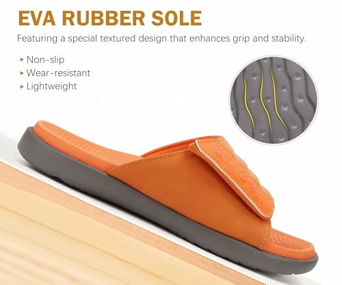 Image of ONCAI Mens Sandals Adjustable Straps Orthotic Plantar Fasciitis Open Toe Athletic Sport Slides with Soft Comfy Arch Support Footbed Size 7.5-15
