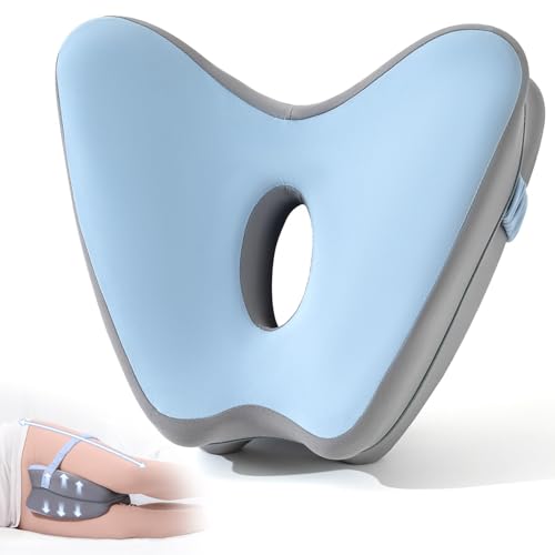 Knee Pillow for Side Sleepers Leg Pillows Relief from Knees Sciatica HIPS Joints Between Legs Back Pain When Side Sleeping Cooling Memory Foam Leg Alignment Knee Support Pillow with Strap Blue