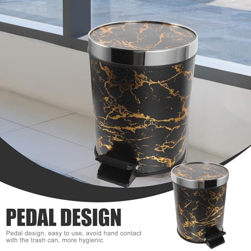 Bote de basura con pedal y tapa Garneck plástico negro miniatura 4