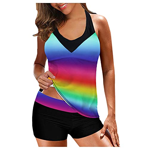 SSYUNO Womens Tankini Swimsuits Two Piece Swimsuits Modest Bathing Suit Printed Tankini Top Swimsuit Tummy Control Swimwear