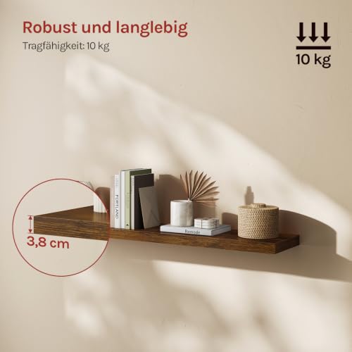 WOLTU Wandregal, Schweberegal Vintage Braun, 110x22.9x3.8cm, MDF 1er – Ansicht 2