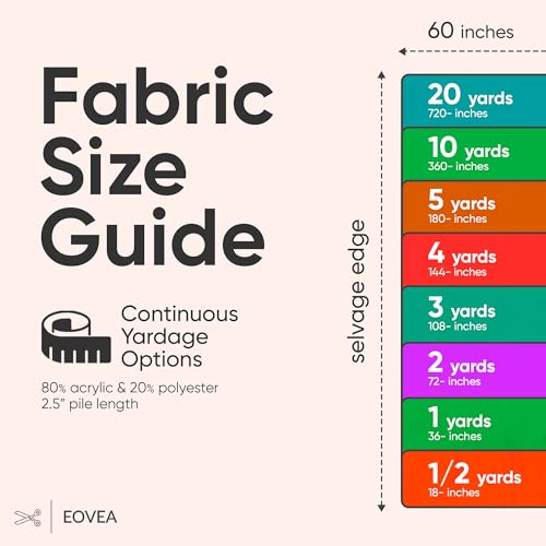 EOVEA Shaggy Faux Fur Fabric by The Yard – 60” Wide | Fluffy, Soft Fake Fur Material for Sewing, Crafts, Costumes, Upholstery & Home Decor | Long Pile Plush Fabric(Black, One Yard)