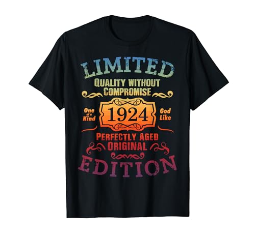 Cumpleaños 1924 Edición limitada Regalo Usado Grunge Vintage Camiseta