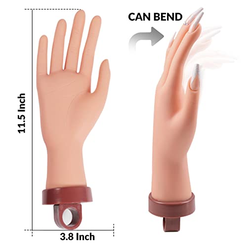 Practice Hand For Acrylic Nails, Flexible Nail Hand Practic Nail Training Fake Hand Nails Practice Mannequin Hands Manicure Hand Practice With Nails 1Pcs #TOP6