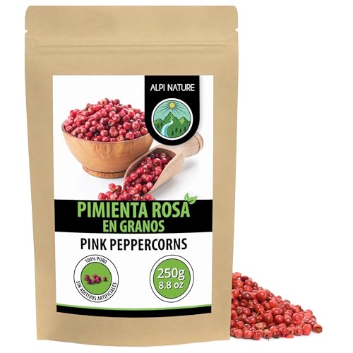 Pimienta rosa (250g), entera, pimienta rosa 100% natural, especia sin aditivos, vegana, pimienta rosa