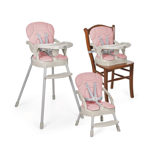 MS BabyWorld - Chaise haute BELLY pour bébé | Convertible en rehausseur et en chaise | 3 en 1 | Chaise haute pliable avec siège rembourré et repose-pieds