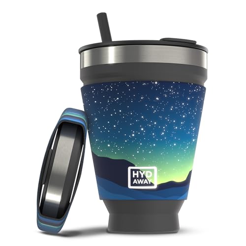 HYDAWAY 16oz Collapsible Tumbler - Collapsible Insulated Drink Tumbler - Silicone Travel Cup with...