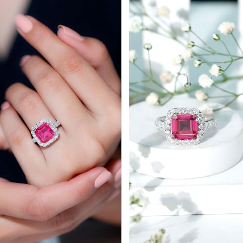 Certified 9 mm Lab Grown Pink Sapphire Statement Engagement Ring in Silver, AAAA Quality, Sapphire Moissanite Ring - Ready To Gift2