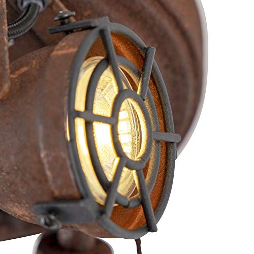 Qazqa Industrial Plafón robusto óxido 3 focos - SORRA Acero Redonda Adecuado para LED Max. 3 x 25 Watt