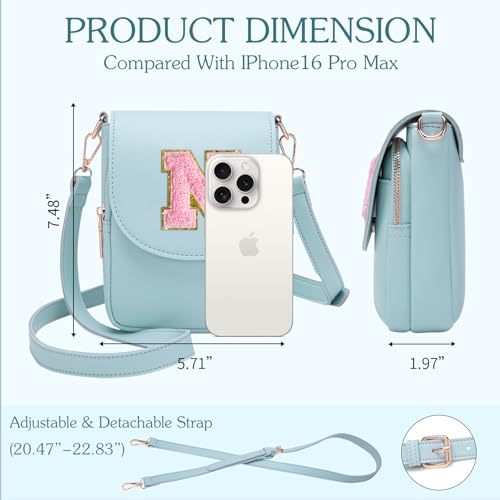 Image of Viverte Crossbody Purse for Teen Girls Small Initial Cell Phone Toddler Purse Leather Triple Compartment Crossbody Bags