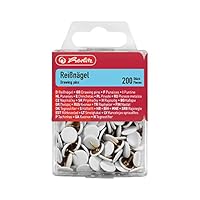 Herlitz Reißnagel rund, kunststoffummanteltes Metall, 200 Stück in Hängebox, weiß