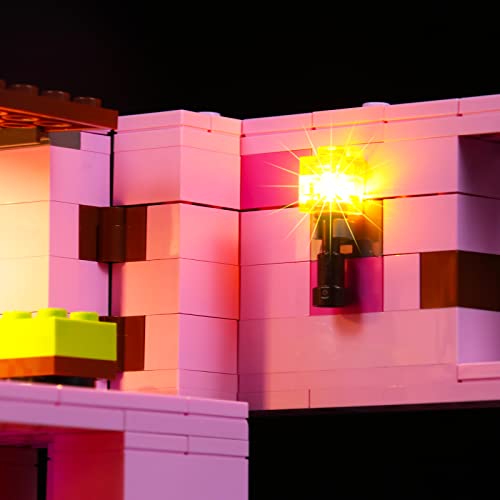 Image of BrickBling Light Kit for Lego Minecraft Pig House 21170 Playset, Creative Lighting for Lego Pig House Compatible with Lego 21170 (No Model, Only Lights)