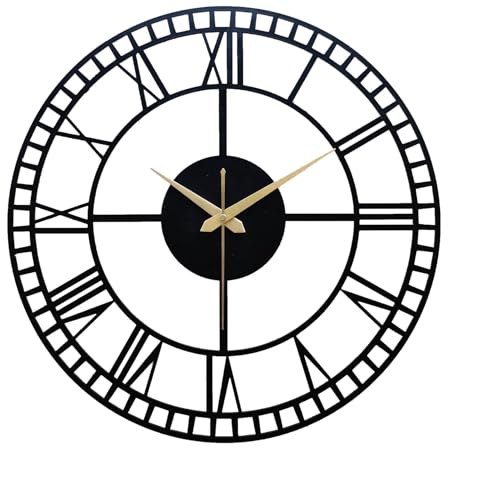 Image of Stylish Metal Analog Wall Clock for Living Room, Bedroom, Office, Kitchen, Home and Hall | Antique Fancy Big Size Modern Wall Watch for Home Decor (Style-3, 40CM)